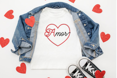 Valentine&#039;s Day Amor Script Heart | Embroidery