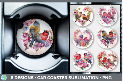 Valentines Finch Car Coaster | Sublimation Designs Bundle