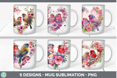 Valentines Finch Mug Sublimation | Coffee Cup Background PNG