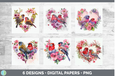 Valentines Finch Backgrounds | Digital Scrapbook Papers