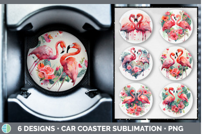 Valentines Flamingo Car Coaster | Sublimation Designs Bundle