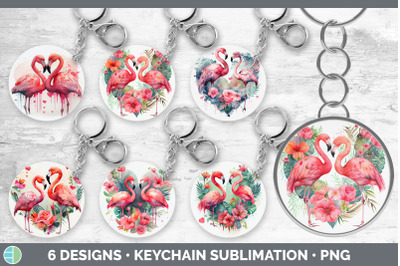 Valentines Flamingo Keychain Bundle | Keyring Sublimation Designs