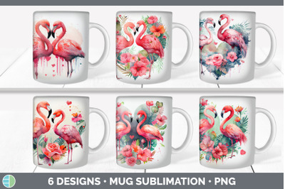 Valentines Flamingo Mug Sublimation | Coffee Cup Background PNG