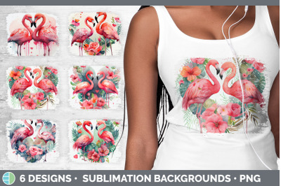 Valentines Flamingo Distressed Sublimation Background Panel