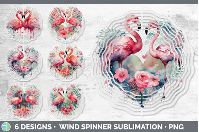 Valentines Flamingo Wind Spinner | Sublimation Designs Bundle