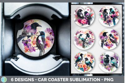 Valentines Magpie Car Coaster | Sublimation Designs Bundle