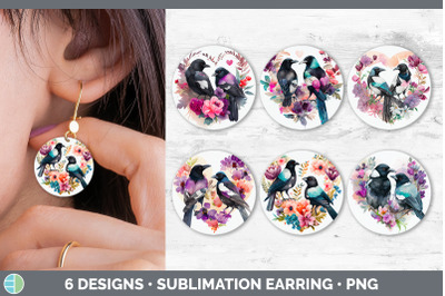 Valentines Magpie Round Earring | Sublimation Designs Bundle