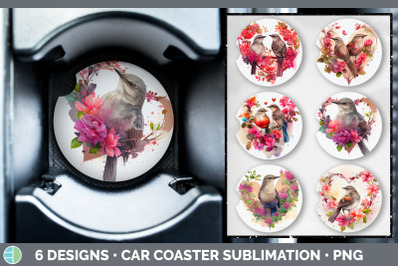 Valentines Mockingbird Car Coaster | Sublimation Designs Bundle