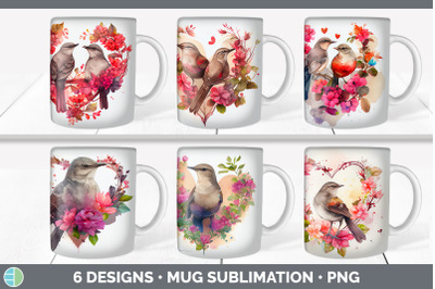 Valentines Mockingbird Mug Sublimation | Coffee Cup Background PNG