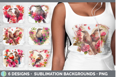 Valentines Mockingbird Distressed Sublimation Background Panel