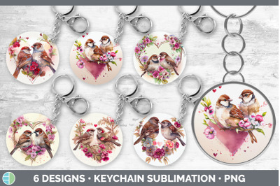 Valentines Sparrow Keychain Bundle | Keyring Sublimation Designs