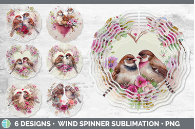 Valentines Sparrow Wind Spinner | Sublimation Designs Bundle