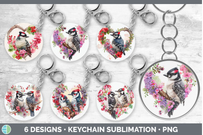 Valentines Downy Woodpecker Keychain Bundle | Keyring Sublimation Desi