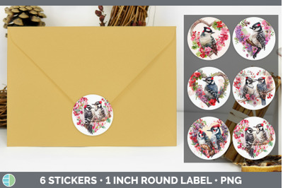 Valentines Downy Woodpecker Stickers | Sticker 1in Round Labels PNG De