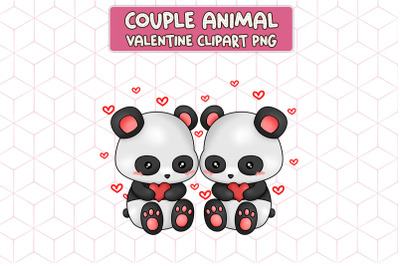 Couple Pandas Valentine Clipart PNG