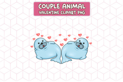 Couple Seals Valentine Clipart PNG