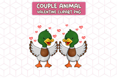 Couple Mallards Valentine Clipart PNG