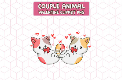 Couple Kitty Cats Valentine Clipart PNG