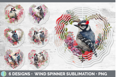 Valentines Downy Woodpecker Wind Spinner | Sublimation Designs Bundle