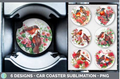 Valentines Robin Car Coaster | Sublimation Designs Bundle