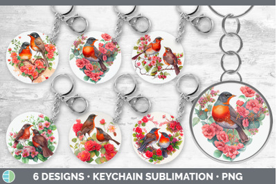 Valentines Robin Keychain Bundle | Keyring Sublimation Designs