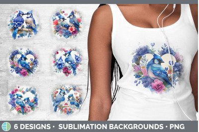 Valentines Blue Jay Background | Grunge Sublimation Backgrounds