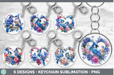 Valentines Blue Jay Keychain Bundle | Keyring Sublimation Designs