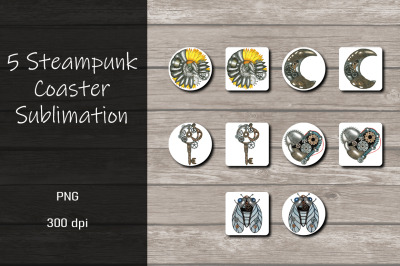 Steampunk Coaster Sublimation Design Bundle