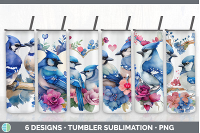 Valentines Blue Jay Tumbler Sublimation Bundle