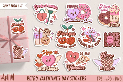 Retro Valentine&#039;s Day Stickers | Valentine Packaging Sticker
