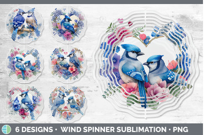 Valentines Blue Jay Wind Spinner | Sublimation Designs Bundle