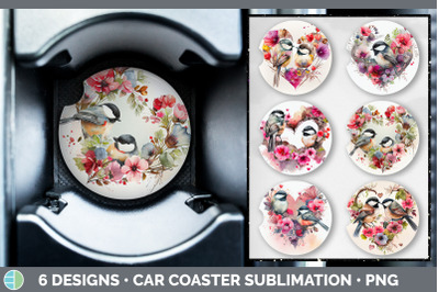 Valentines Chickadee Car Coaster | Sublimation Designs Bundle