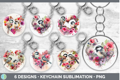 Valentines Chickadee Keychain Bundle | Keyring Sublimation Designs