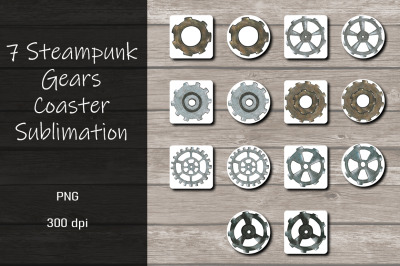 Steampunk Gears Coaster Sublimation Design Bundle