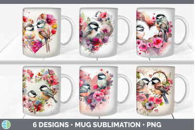 Valentines Chickadee Mug Sublimation | Coffee Cup Background PNG