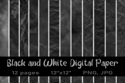 12 Black and White Digital Papers