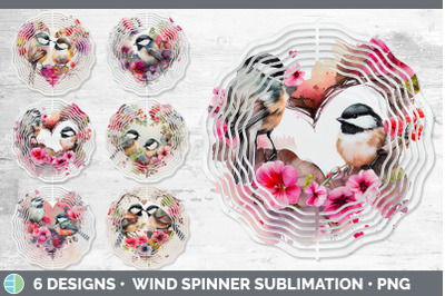 Valentines Chickadee Wind Spinner | Sublimation Designs Bundle