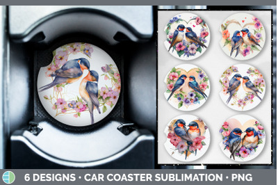 Valentines Barn Swallow Car Coaster | Sublimation Designs Bundle