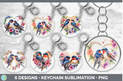 Valentines Barn Swallow Keychain Bundle | Keyring Sublimation Designs