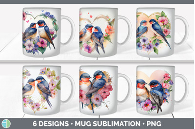 Valentines Barn Swallow Mug Sublimation | Coffee Cup Background PNG