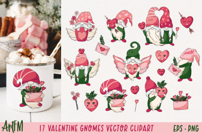 17 Valentine Gnomes Clipart | Valentine Gnome Sublimation