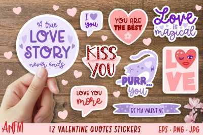 Valentine sticker bundle / Valentines Day Quotes Stickers