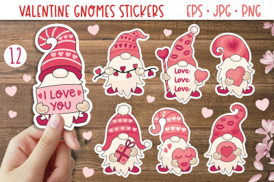 Valentine Gnome Stickers Bundle| Valentine Love Gnome in PNG