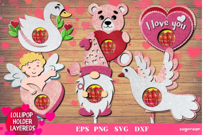 3D Valentines Lollipop Holders SVG Bundle