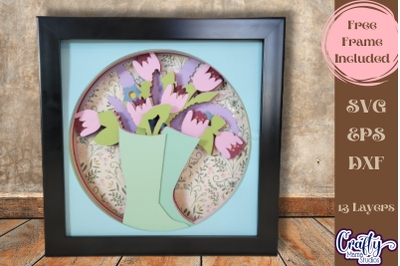 Rain Boots Floral Svg Shadow Box, 3D Spring Flowers SVG File
