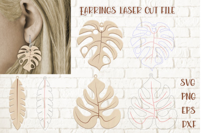 Leaves earrings laser cut | Leaves earrings SVG