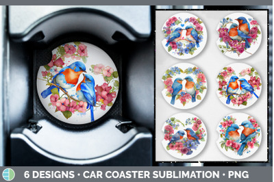 Valentines Bluebird Car Coaster | Sublimation Designs Bundle