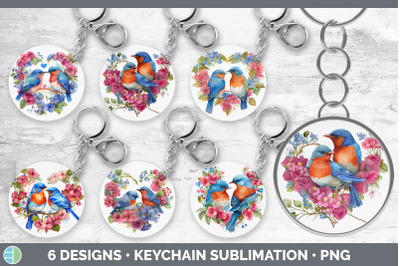 Valentines Bluebird Keychain Bundle | Keyring Sublimation Designs