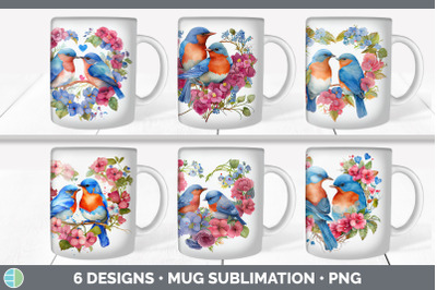 Valentines Bluebird Mug Sublimation | Coffee Cup Background PNG