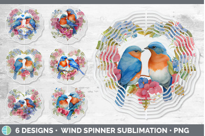 Valentines Bluebird Wind Spinner | Sublimation Designs Bundle